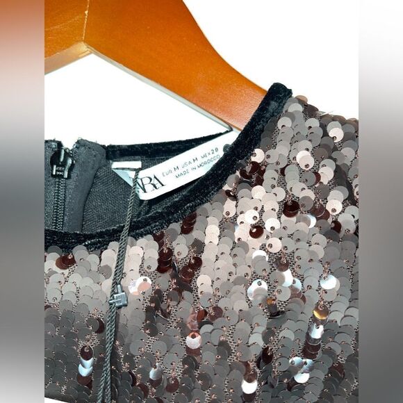 ZARA LIMITEDĀ EDITION SEQUIN DRESSāCHOCOLATEāBROWNāSIZEāMEDIUM - Picture 5 of 7